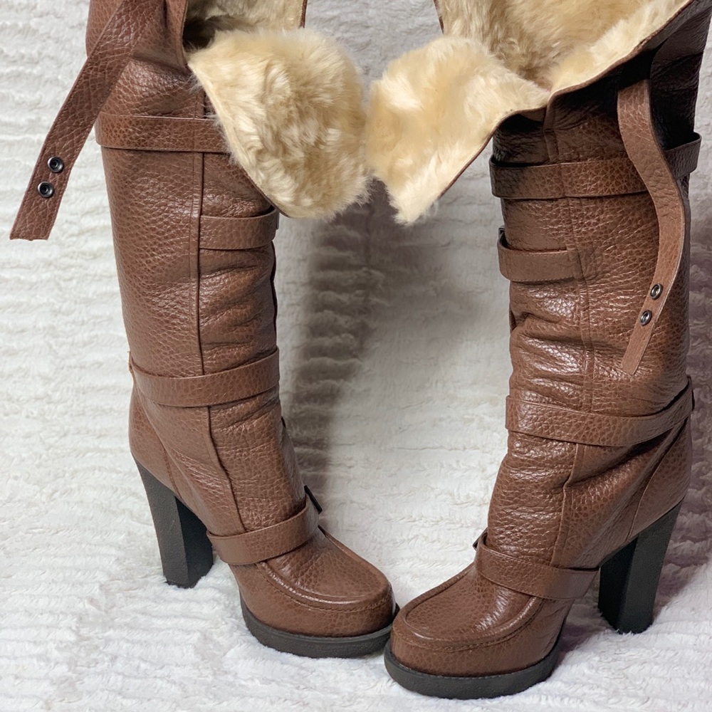 Luxury Rebel Leather Knee Boots w/ Shearling